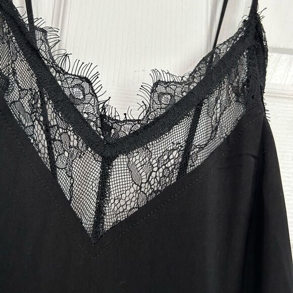 Revolve About Us Lace Trim slit front Black Maxi Dress size small - Picture 5 of 7